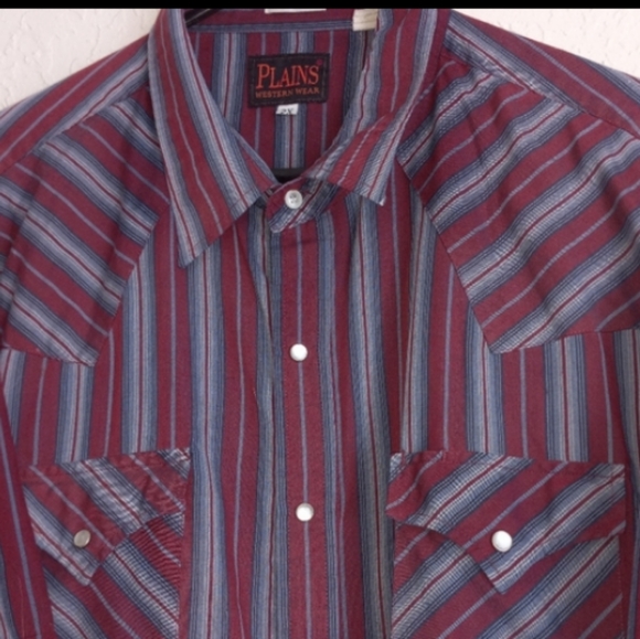 Plains Western Wear Big Mans Pearl Snap Button Down Shirt - Picture 3 of 5